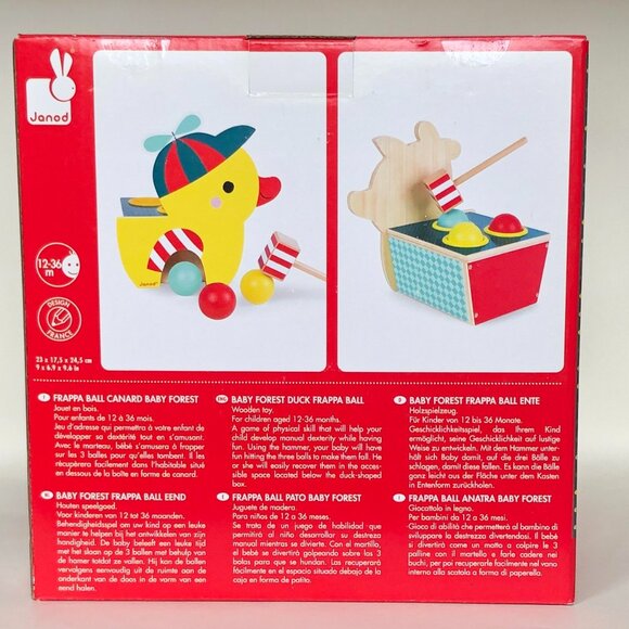Janod Wooden Duck Frappa Ball Hammer Toy For 12 Months+ Brand New - Picture 8 of 9